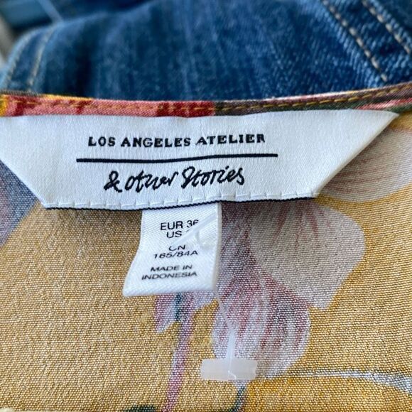 &‎ Other Stories Faux Wrap V-Neck Floral Mini Dress Yellow Size 6 - Picture 12 of 16